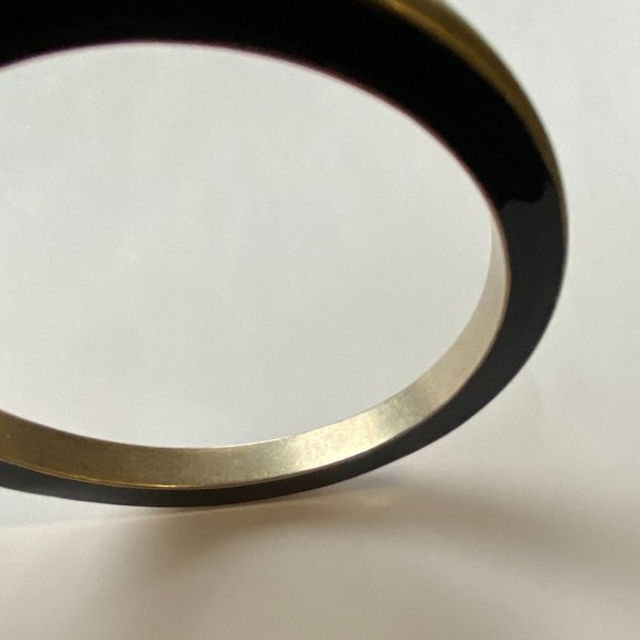 Gerard Yosca Black Enamel Gold Thick Bangle Bracelet - Picture 3 of 6
